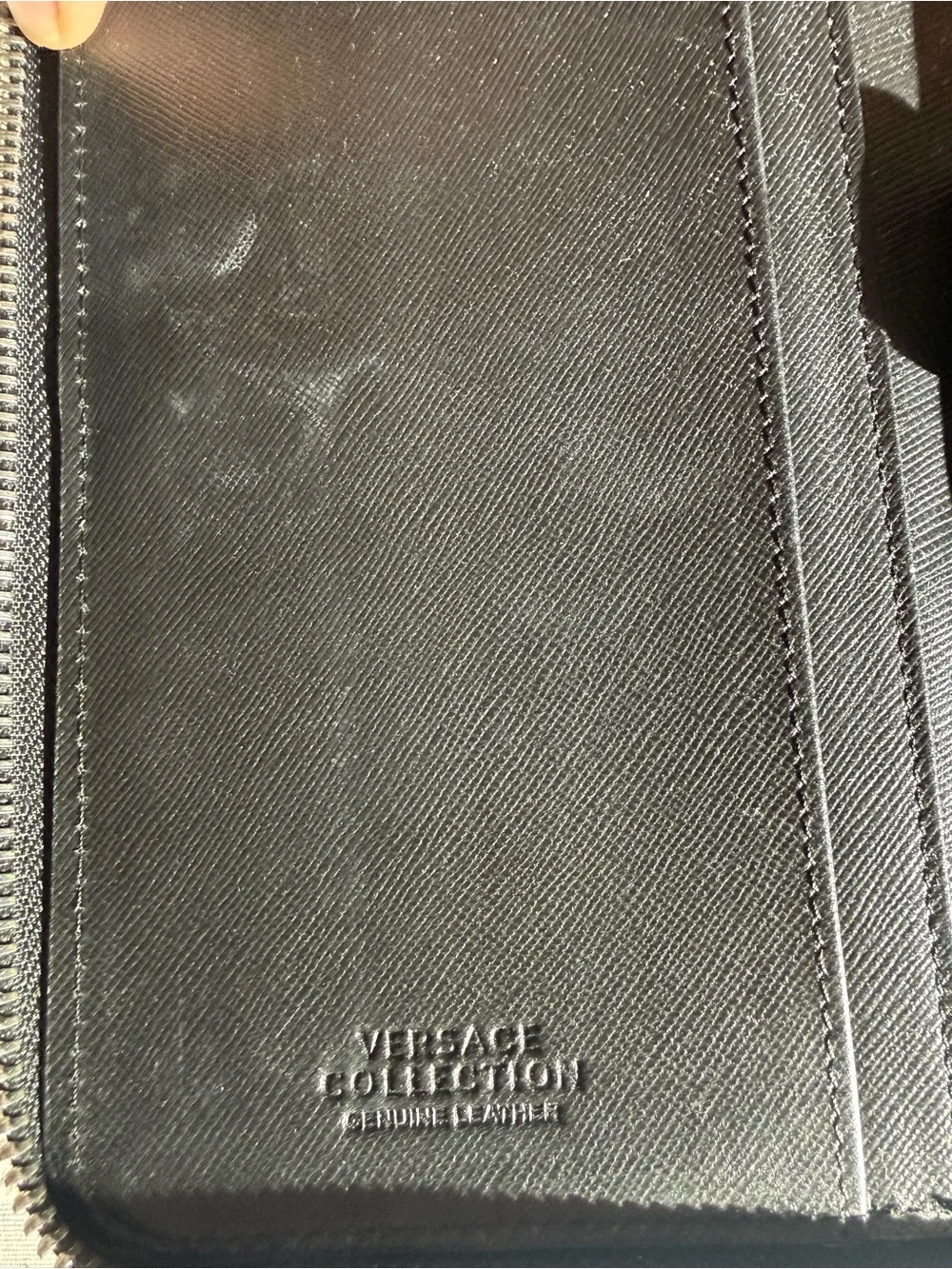 Versace Collection Black Zip-Around Leather Wallet